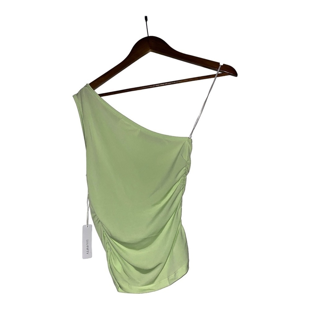 Six/Fifty One Shoulder Green Women Tank Top Small Summer Casual Party‎ Event